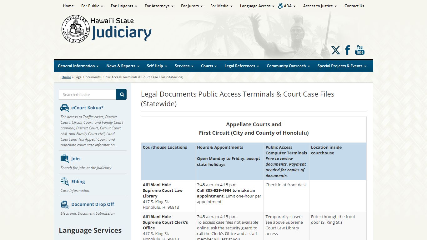 Judiciary | Legal Documents Public Access Terminals & Court Case Files ...