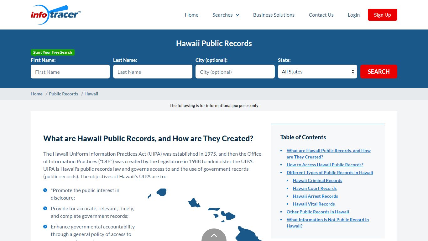 HI Public Records | Hawaii Criminal, Court, Vital Records - InfoTracer